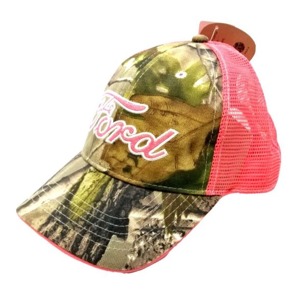 Realtree APG Camo Trucker Hat Cap with Pink FORD & Pink Back Mesh New NOS (T14) - Picture 3 of 5